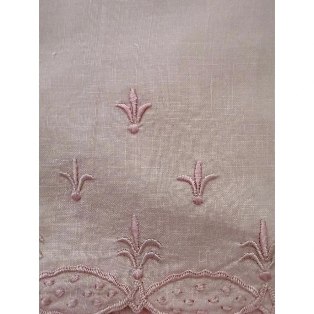 Vintage Linen Napkin 4pc Lot Pastel Embroidered Floral & Bonus pink tea towel
